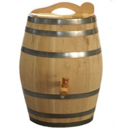 Real wooden chestnut rain barrel 52,8 gallons complete edition